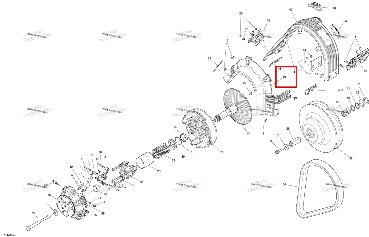 Деталь 417300431 (Деталь Side Protector) на схеме узла 2015 Ski-Doo MXZ X-RS 600HOE XS RS Pulley System