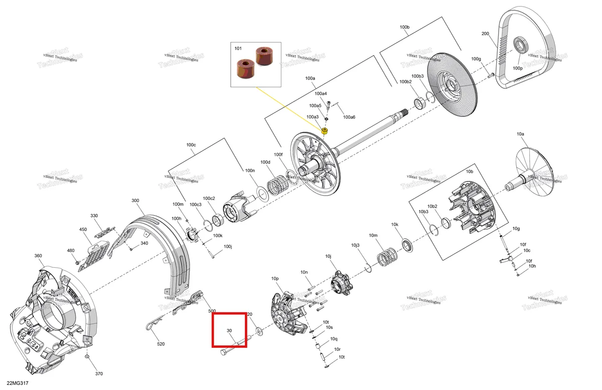 Деталь 417300432 (хомут) на схеме узла 2027 Ski-Doo SKANDIC - LE - 600 ACE - AKVB - Deep Black - 20X154X1.5CSS Track Drive - Pulley