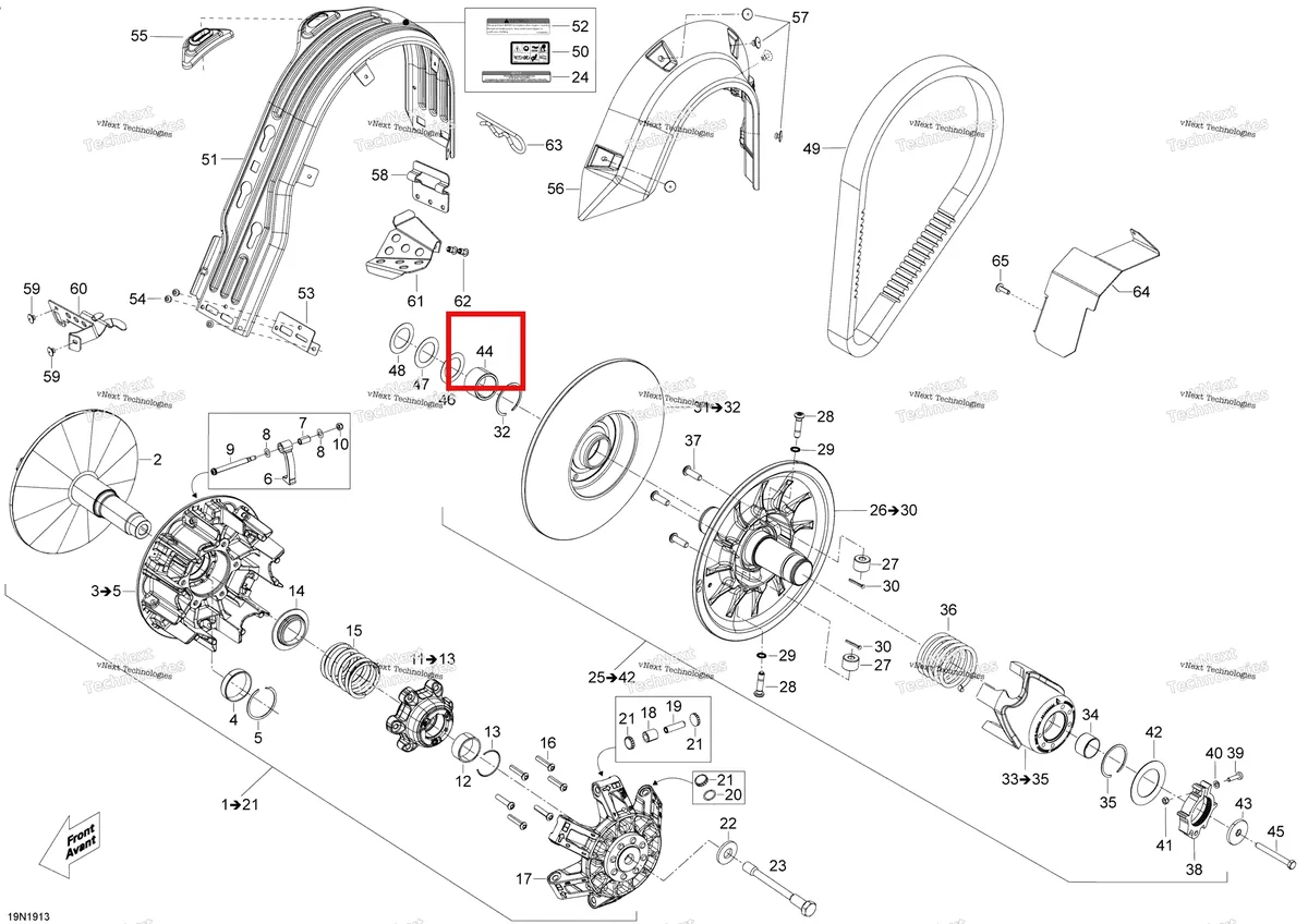 Деталь 417300453 (Деталь Sleeve. Model-1200 4-tec) на схеме узла 2019 Ski-Doo EXPEDITION LE-SE 1200 4-TEC Pulley - 1200 4-Tec