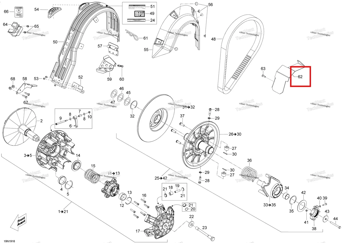 Деталь 417300468 на схеме узла 2020 Ski-Doo SKANDIC WT 900 ACE Pulley - System