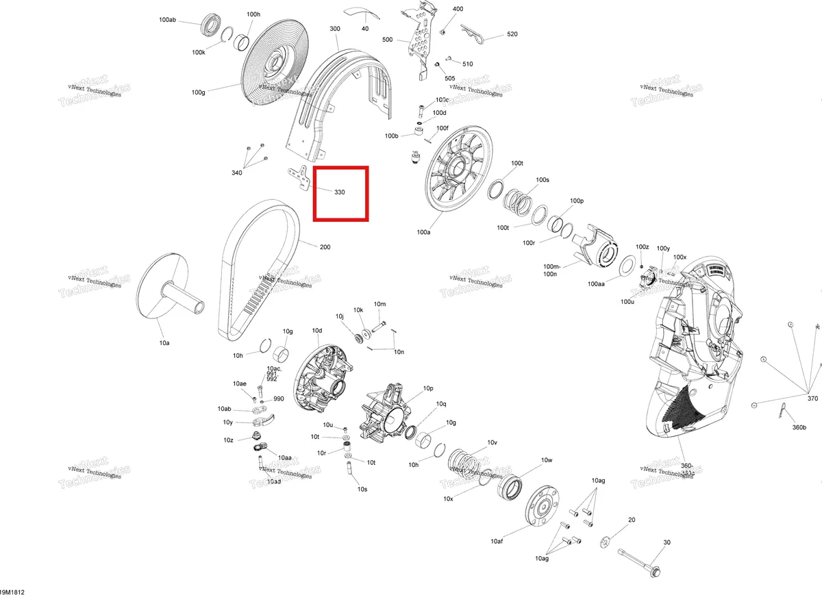 Деталь 417300494 на схеме узла 2018 Ski-Doo MXZ X - 600R ETEC Pulley Mxz X - 600R Etec