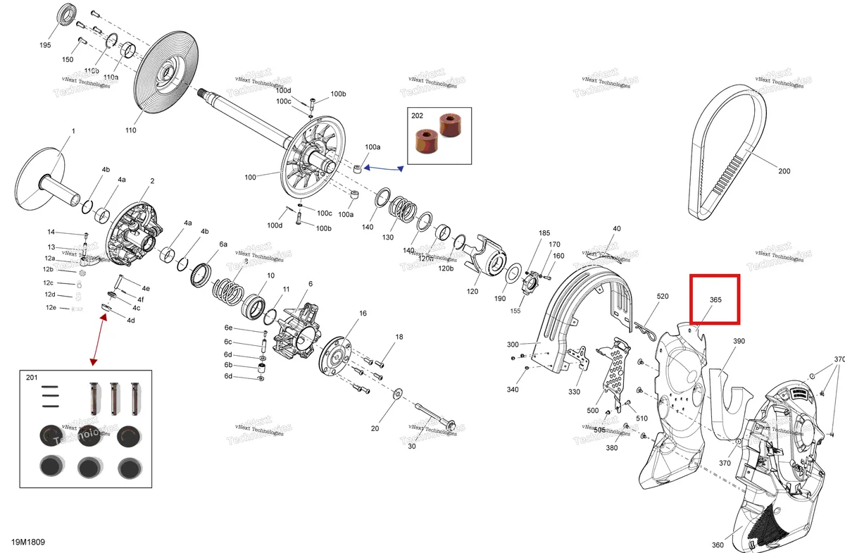 Деталь 417300538 на схеме узла 2018 Ski-Doo MXZ 850 E-TEC Pulley