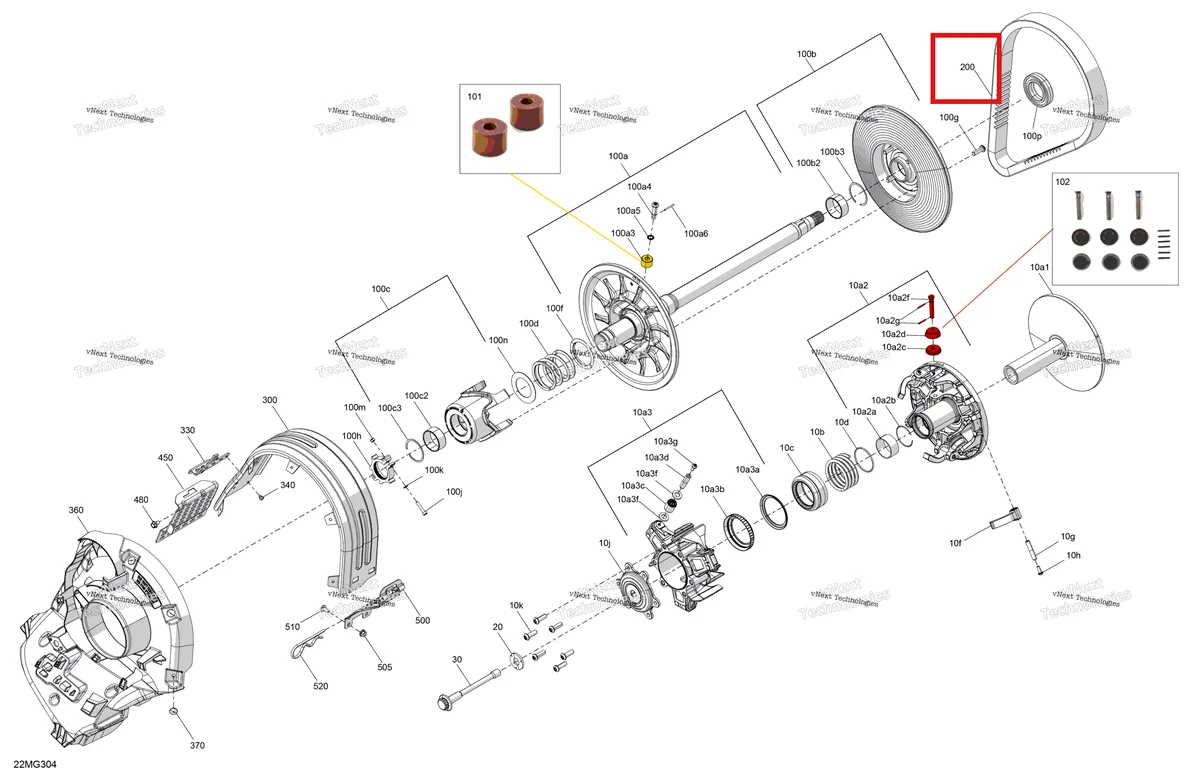 Деталь 417300551 на схеме узла 2027 Ski-Doo RENEGADE - Adrenaline with Enduro Package - 900 ACE - UNVA - Deep Black - 15X137X1.25IR Track Drive - Pulley