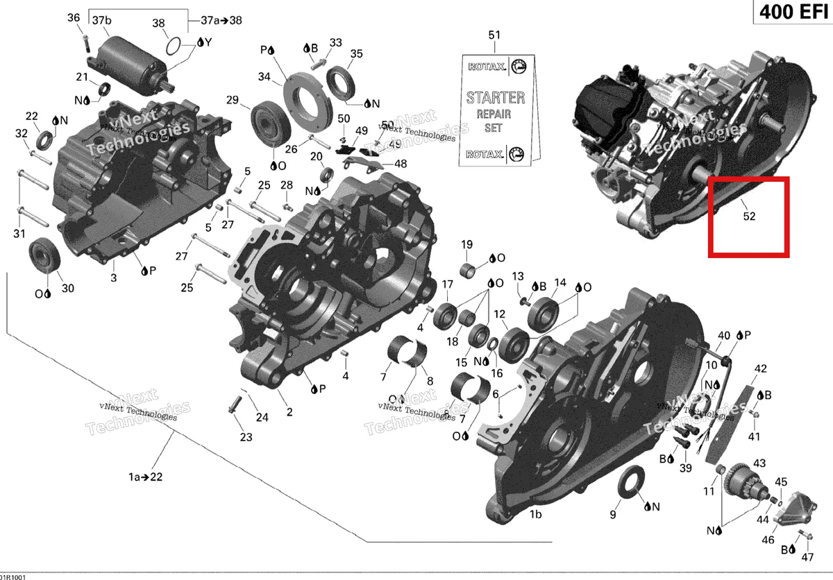 Деталь 420040030 на схеме узла 2010 Can-Am Outlander 400 EFI Crankcase