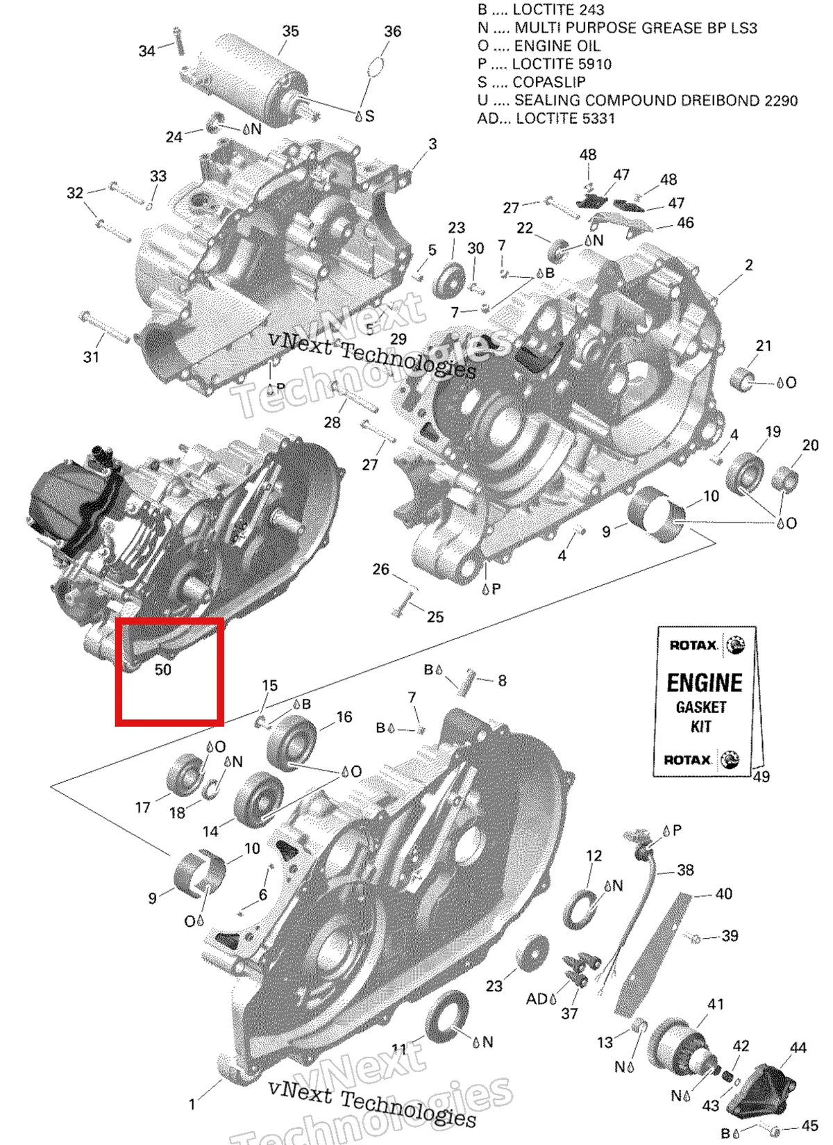 Деталь 420042720 на схеме узла 2021 Can-Am Defender HD5 - BASE DPS Rotax - Crankcase