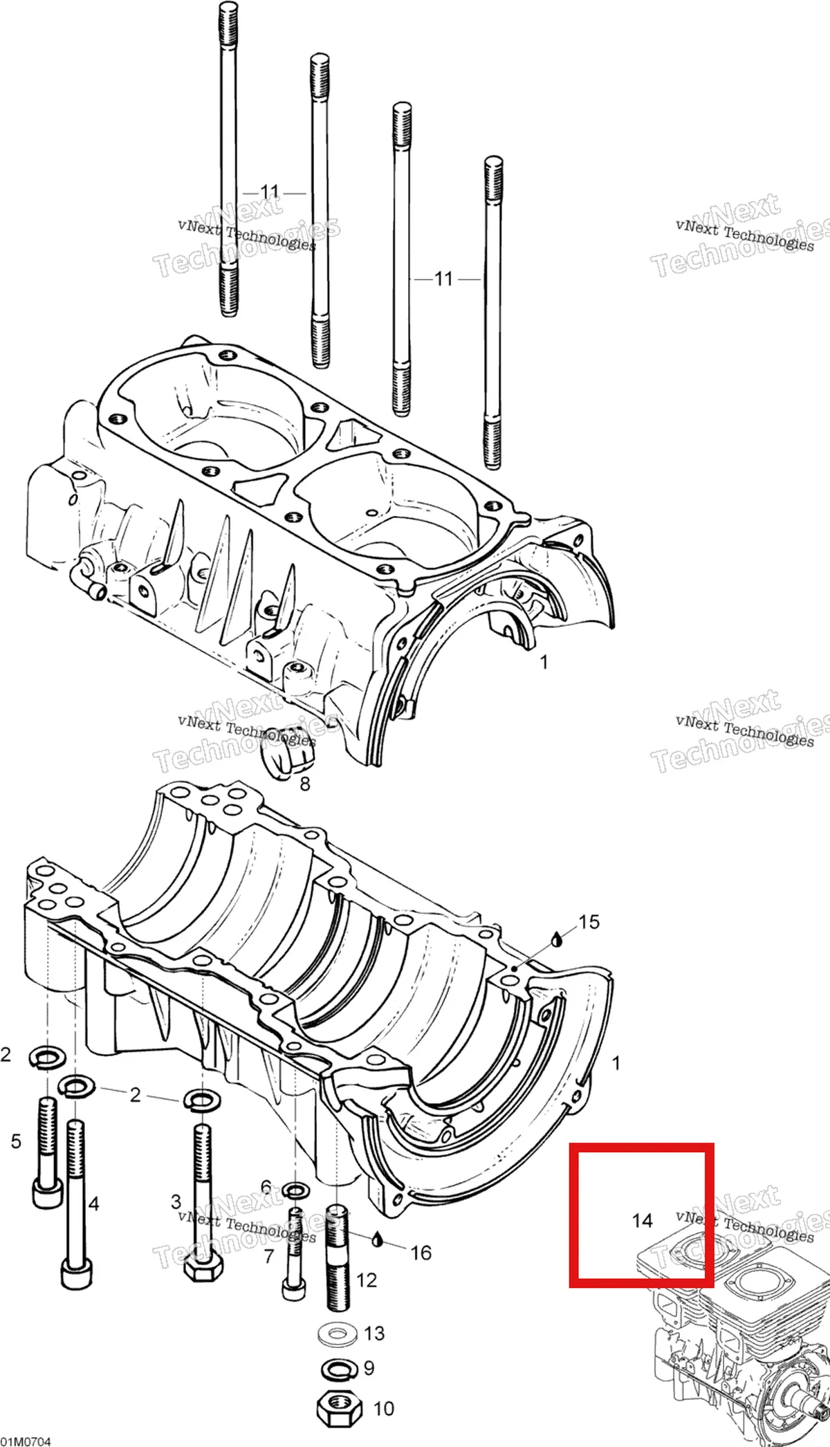 Деталь 420044301 на схеме узла 2007 Ski-Doo Skandic LT 440F Crankcase
