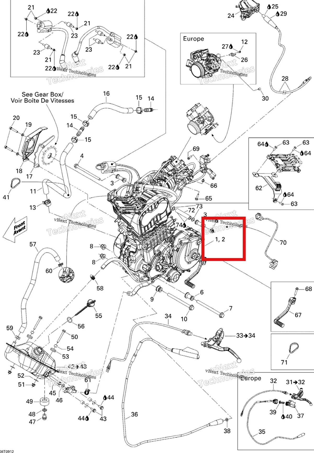 Деталь 420044902 на схеме узла 2009 Can-Am DS 450 EFI Engine
