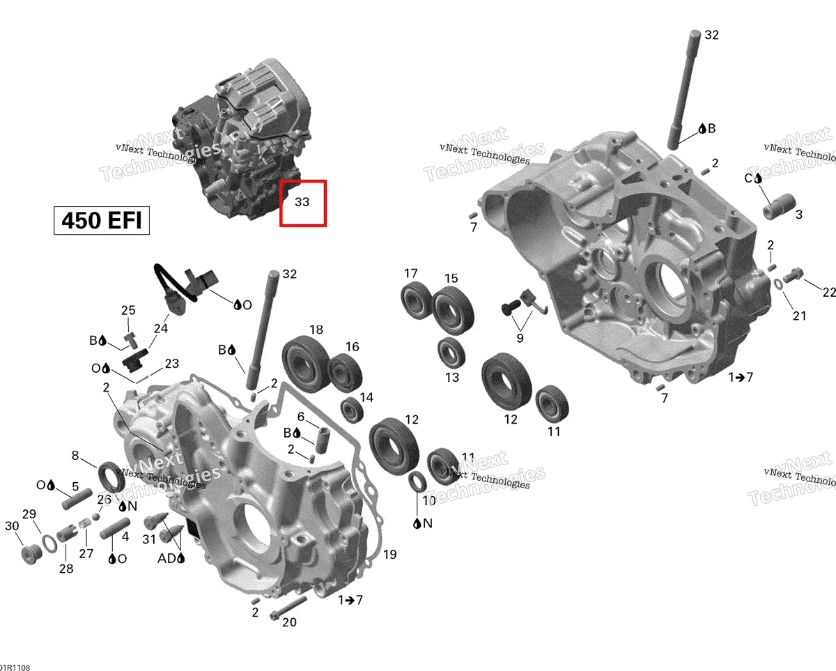 Деталь 420044903 на схеме узла 2011 Can-Am DS 450 EFI Crankcase