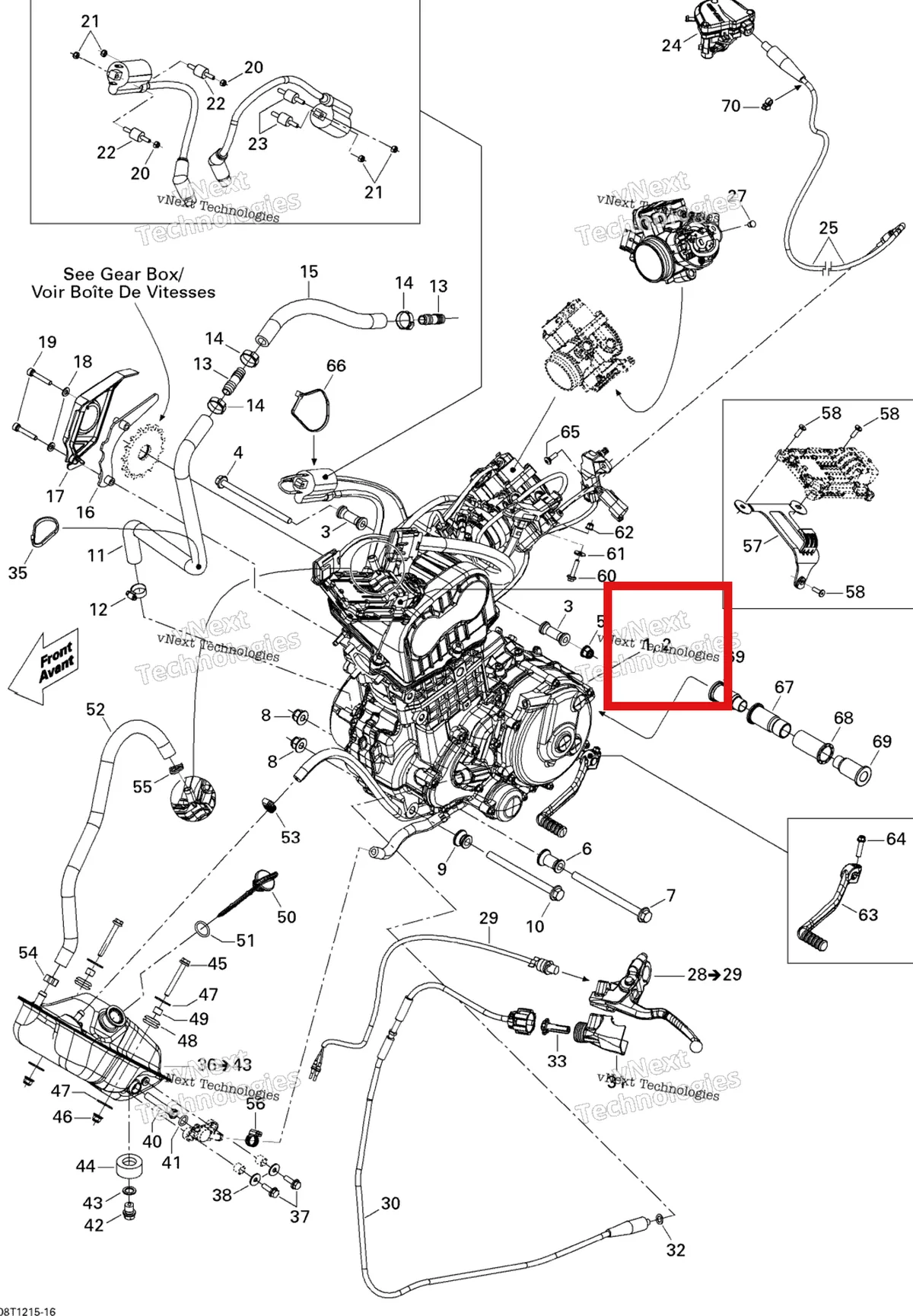 Деталь 420044904 на схеме узла 2015 Can-Am DS 450EFI STD Engine And Engine Support