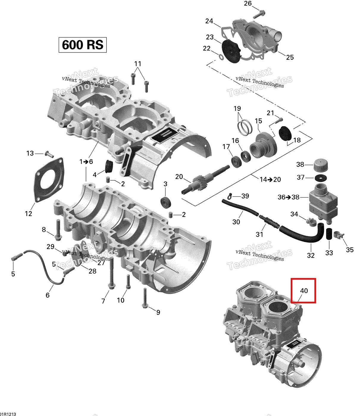 Деталь 420059322 на схеме узла 2012 Ski-Doo MX Z X 600RS Crankcase