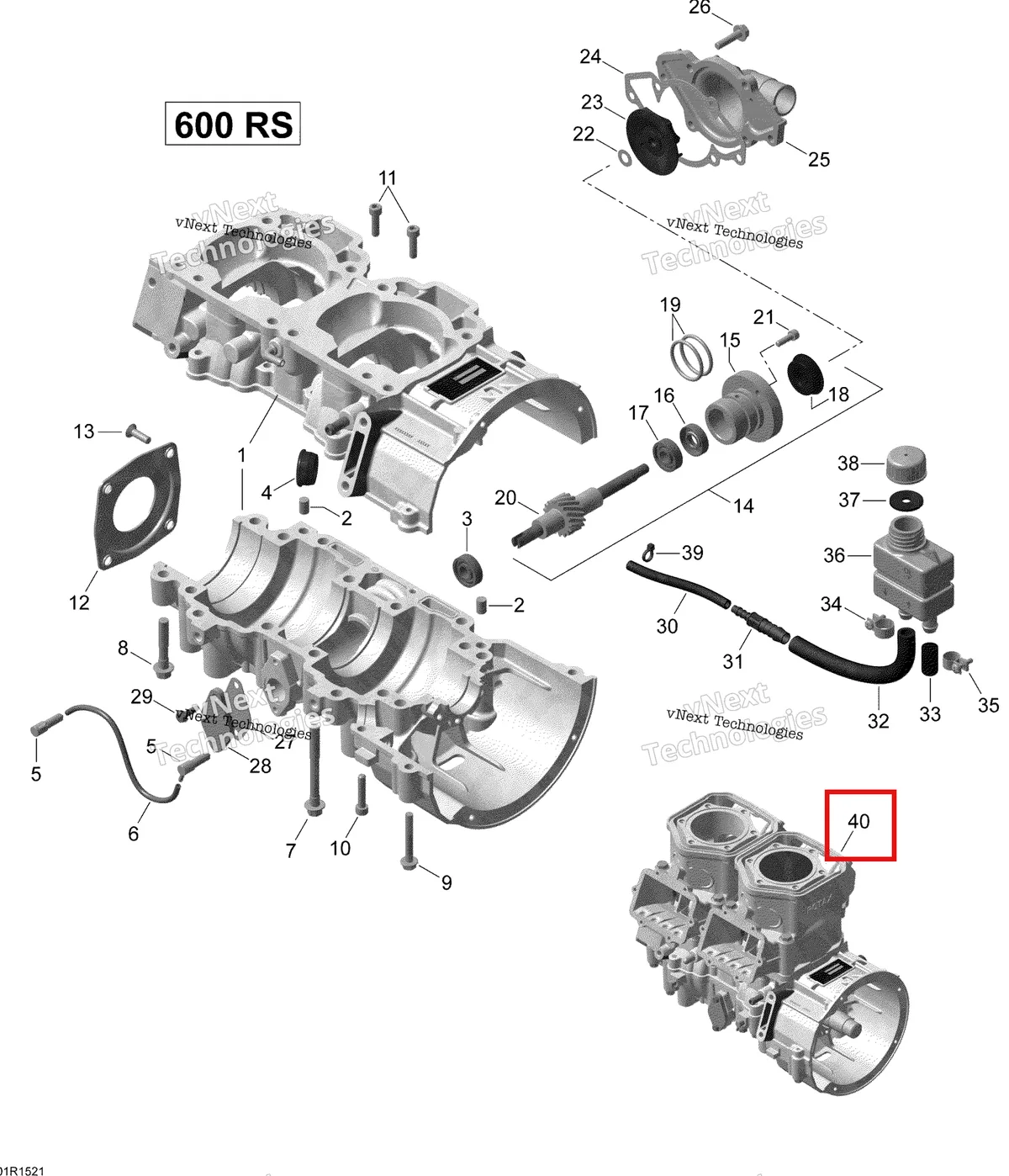 Деталь 420059324 на схеме узла 2015 Ski-Doo MXZ X-RS 600HOE XS RS Crankcase