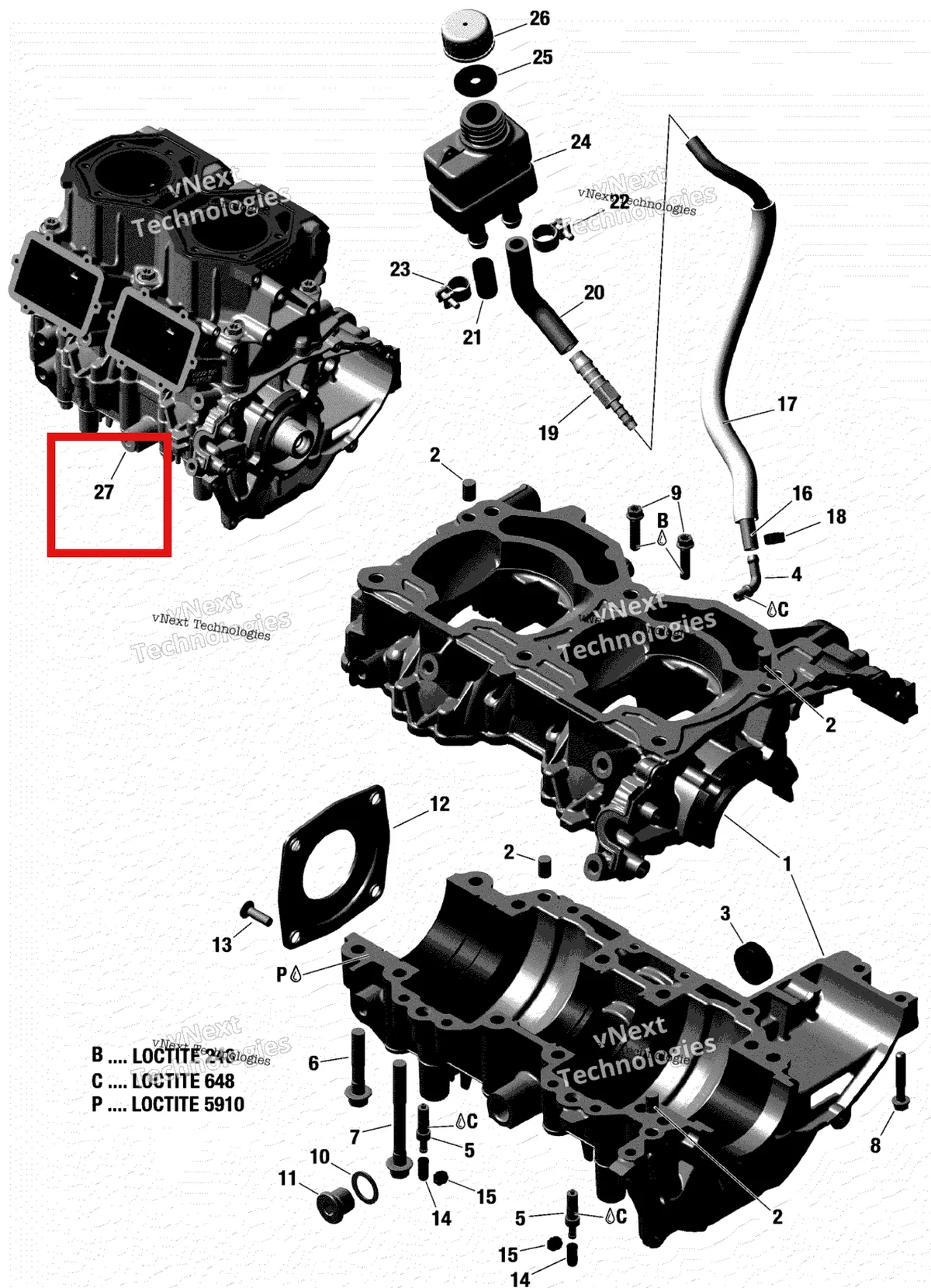 Деталь 420059801 на схеме узла 2018 Ski-Doo MXZ 600RS - Racing Crankcase