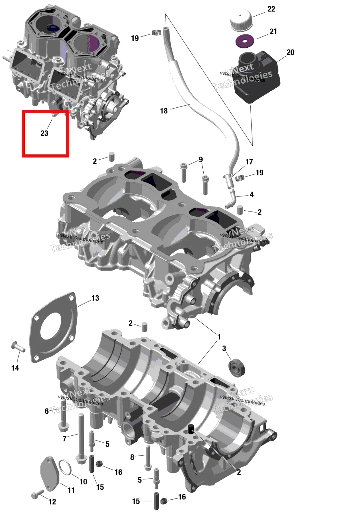 Деталь 420059803 на схеме узла 2023 Ski-Doo MXZ 600RS Rotax - Crankcase