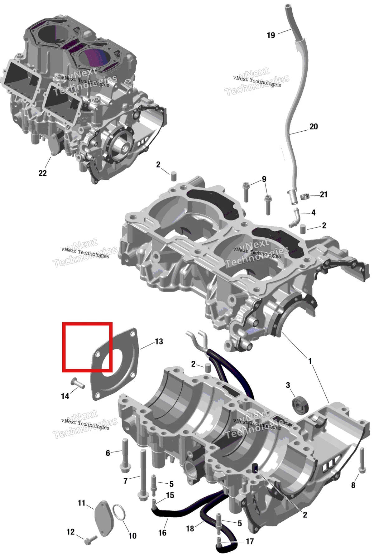 Деталь 420059813 на схеме узла 2023 Ski-Doo BACKCOUNTRY 600R E-TEC - STD Rotax - Crankcase