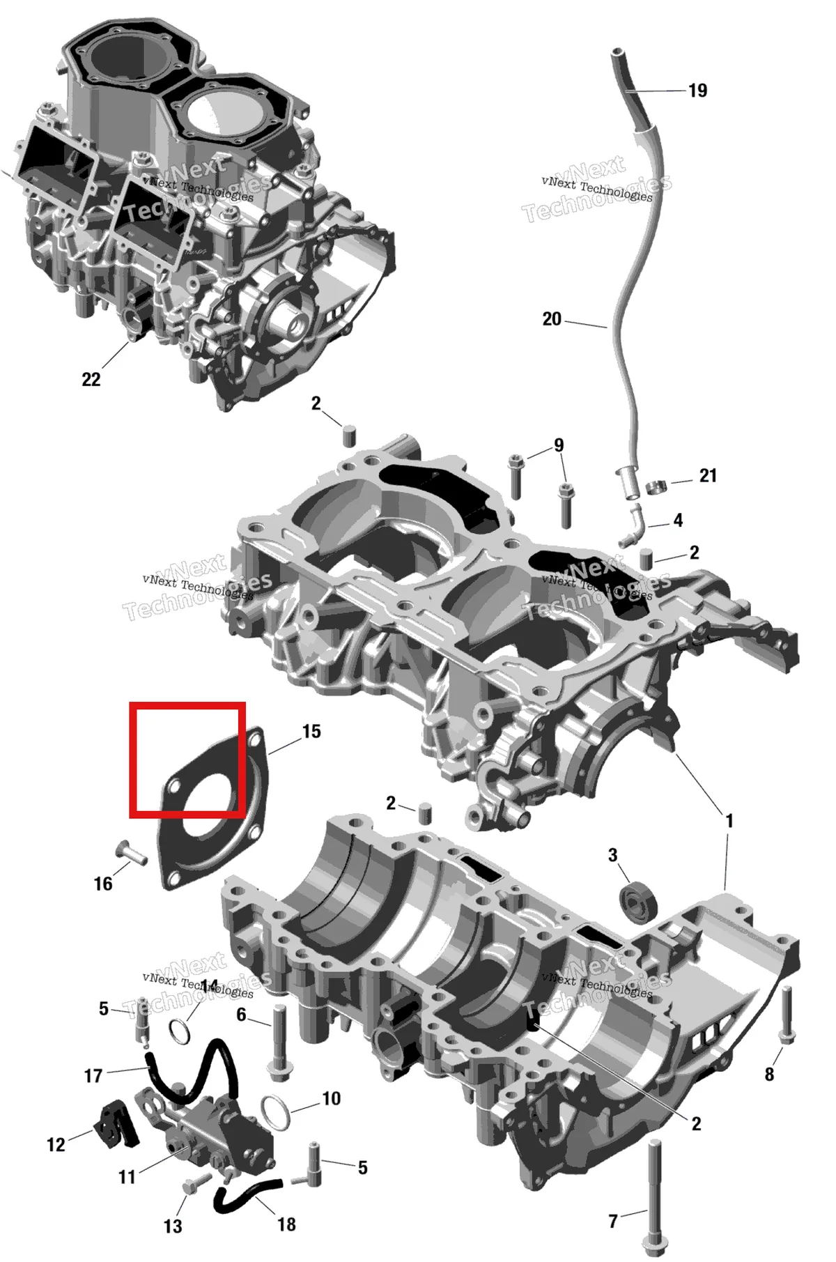 Деталь 420059832 на схеме узла 2023 Ski-Doo MXZ 600 EFI - 40 - NEO Rotax - Crankcase