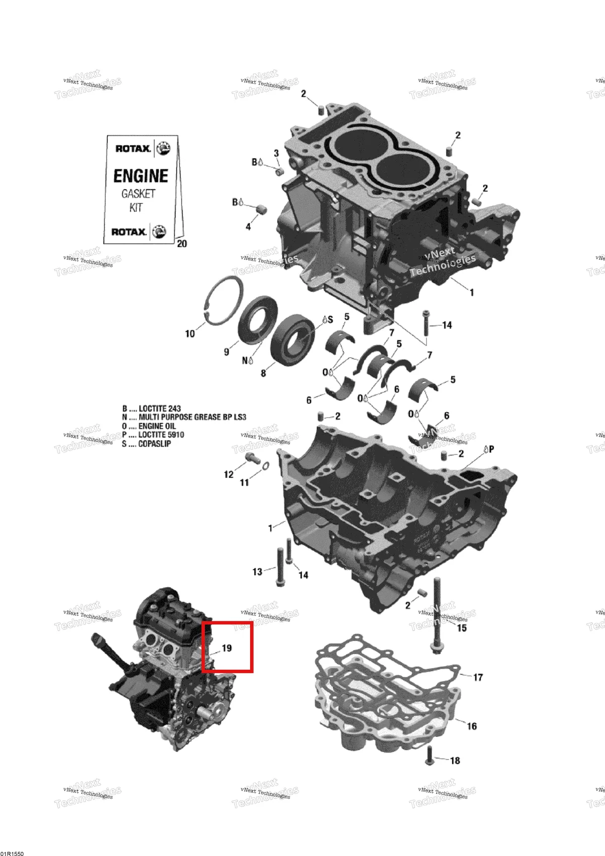 Деталь 420060201 (Деталь Long Block 602) на схеме узла 2015 Ski-Doo SKANDIC WT 600 ACE Crankcase
