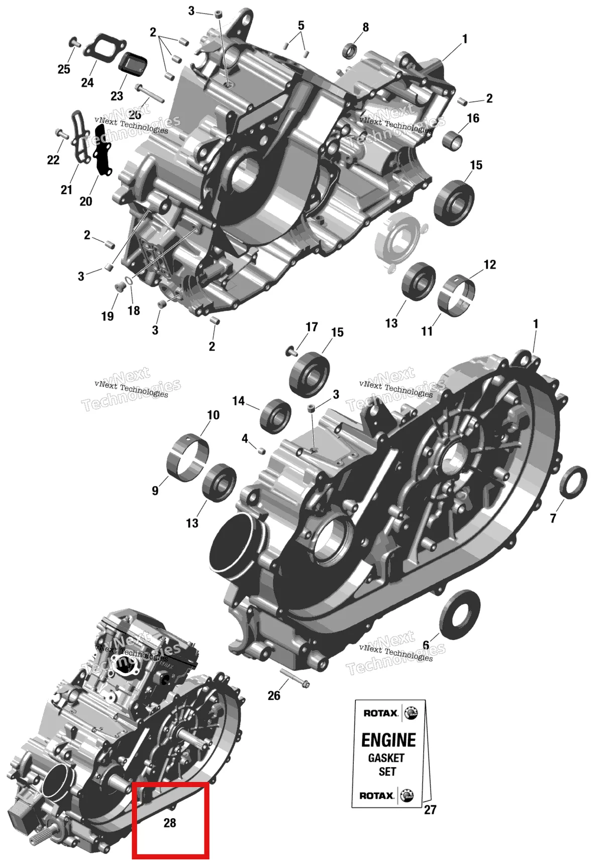 Деталь 420065003 на схеме узла 2024 Can-Am Outlander PRO HD7 4X4 - 1JRB - STD Package - Tundra Green Rotax - Crankcase
