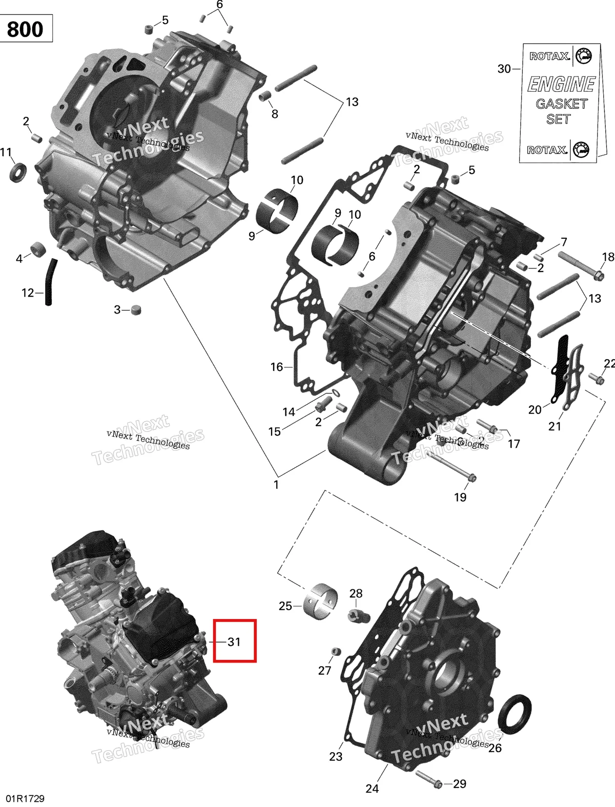 Деталь 420081025 на схеме узла 2020 Can-Am Commander 800R EFI Crankcase - 800R Efi