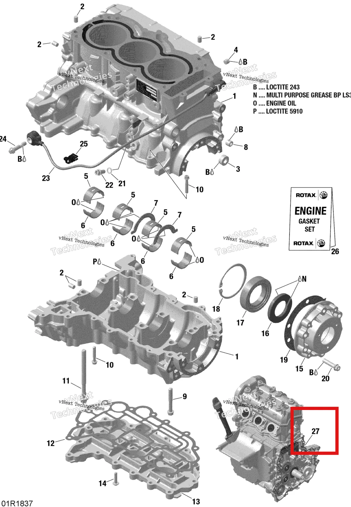 Деталь 420090352 на схеме узла 2018 Can-Am Maverick X3 900HO Crankcase 900 Ho