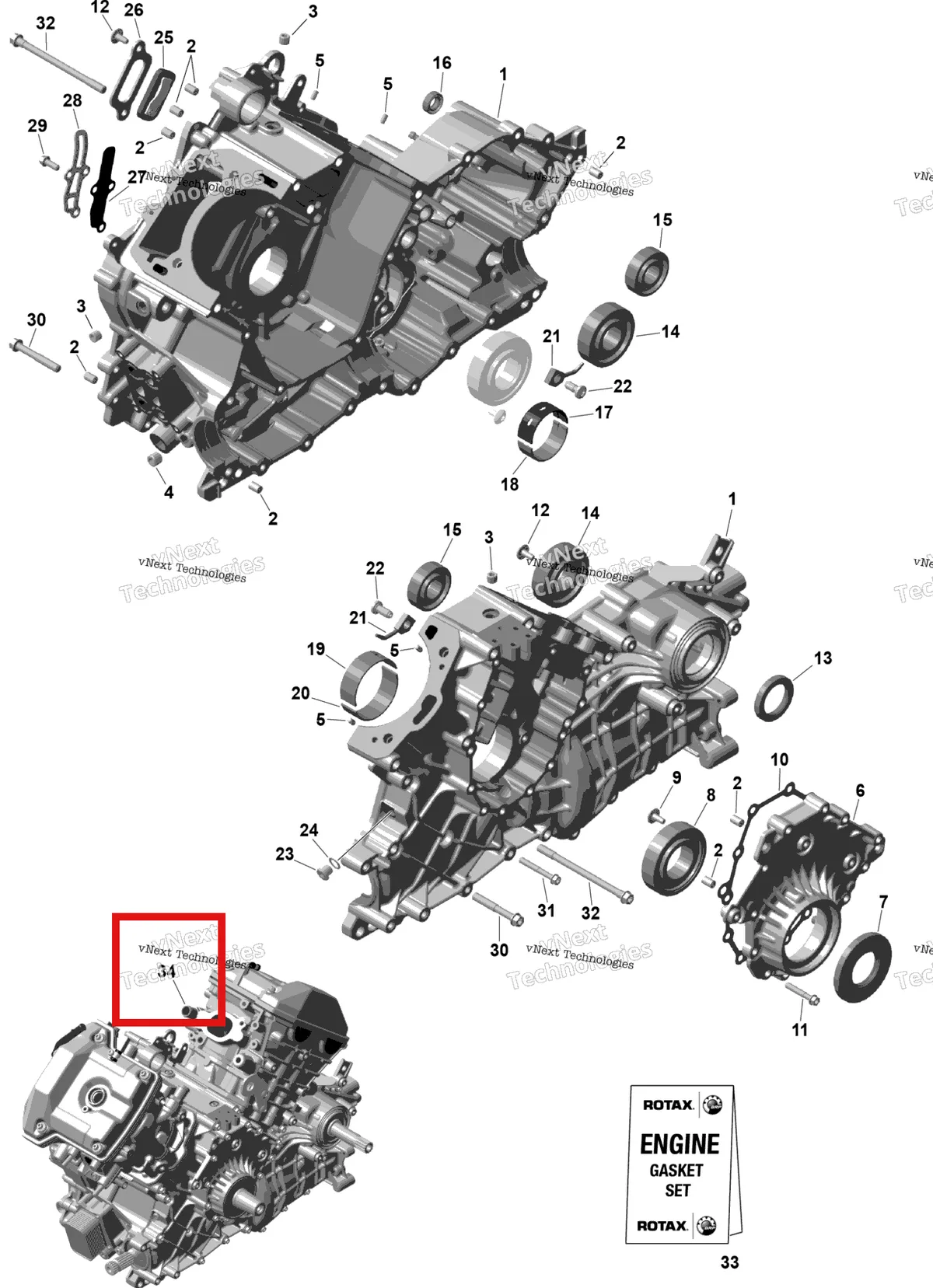 Деталь 420100002 (Длинный блок Can-Am Outlander 4x4 XT 1000R (2025) (420100002)) на схеме узла 2026 Can-Am OUTLANDER - 4X4 - XT - 1000R - 4FTB - CALI - Platinum Silver Satin Rotax - Crankcase
