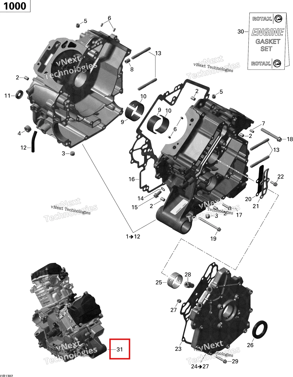 Деталь 420101002 на схеме узла 2013 Can-Am COMMANDER LTD 1000 Crankcase