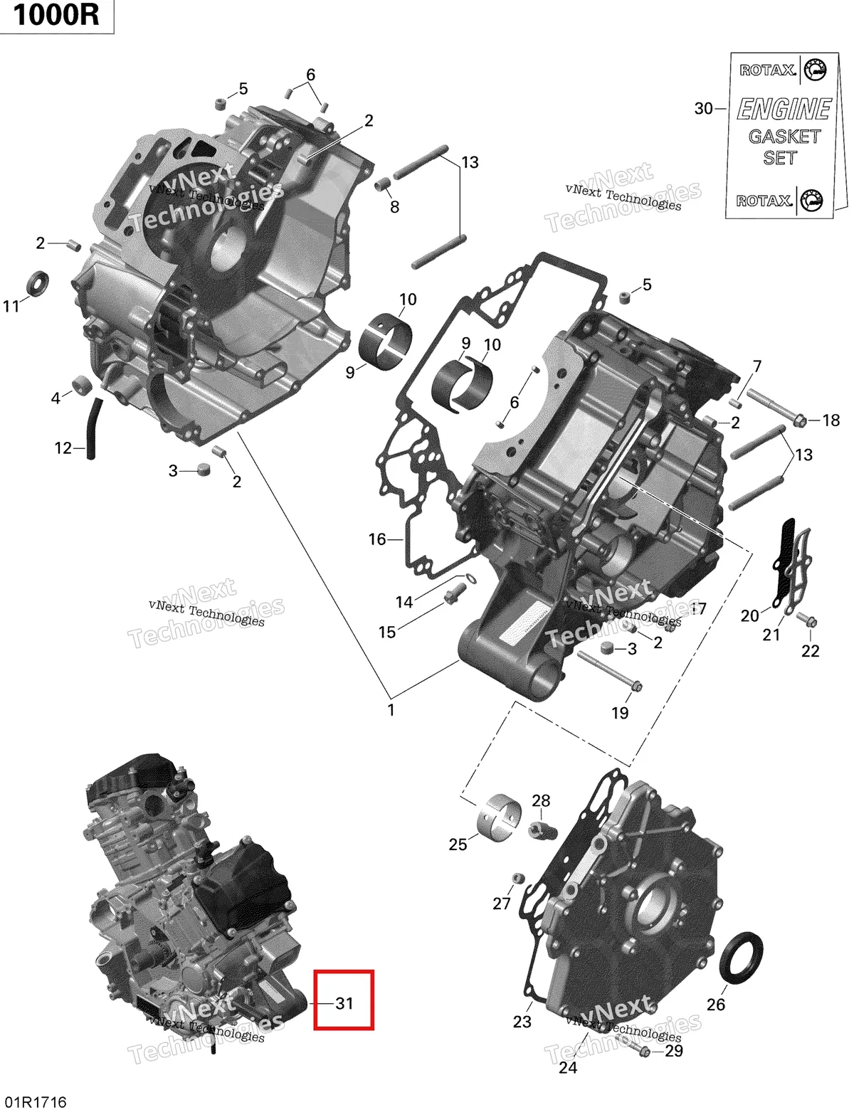 Деталь 420101003 на схеме узла 2020 Can-Am Commander 1000R EFI Crankcase - 1000R