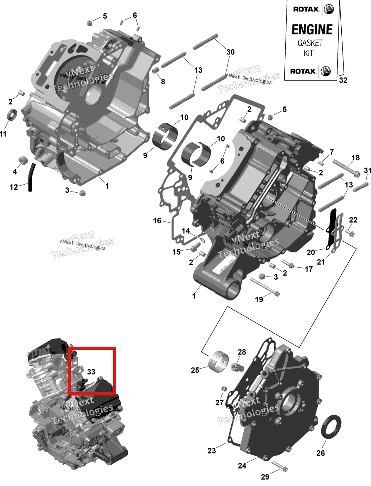 Деталь 420101012 на схеме узла 2025 Can-Am OUT-MAX - 6X6 - XT - 1000 EFI - 5ZSA - Boreal Green Rotax - Crankcase
