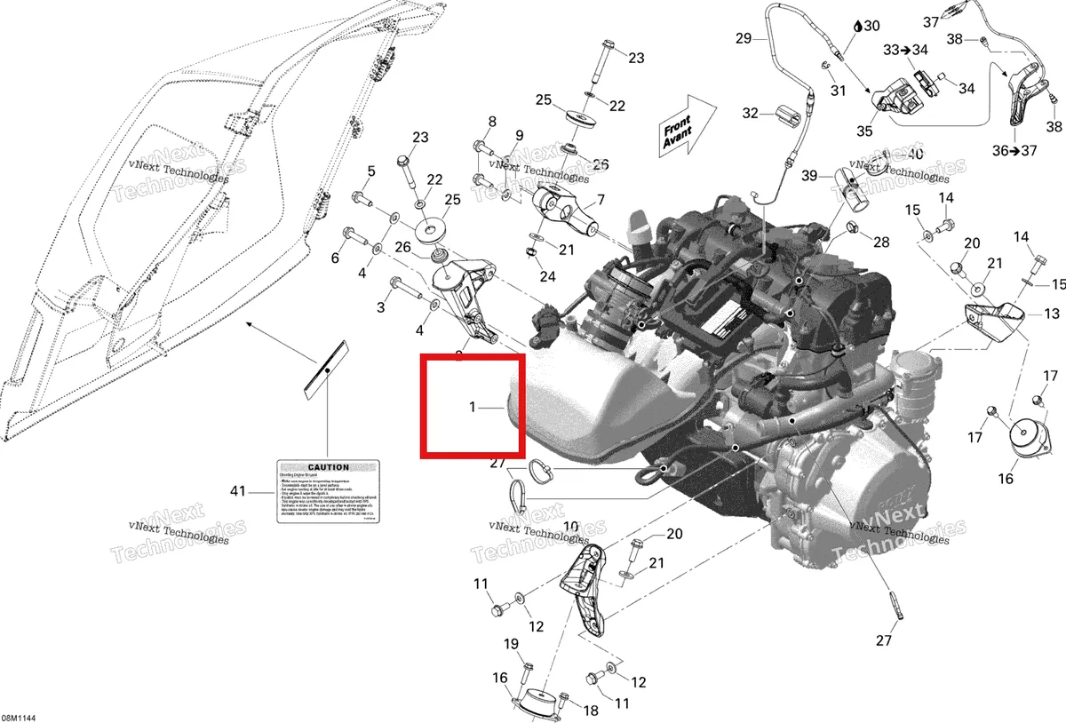 Деталь 420120302 на схеме узла 2011 Ski-Doo Expedition LE 1200 XU Engine And Engine Support