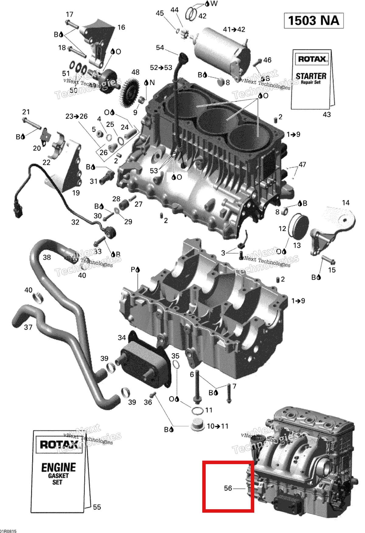 Деталь 420150315 на схеме узла 2008 Sea-Doo WAKE 155 Engine Block