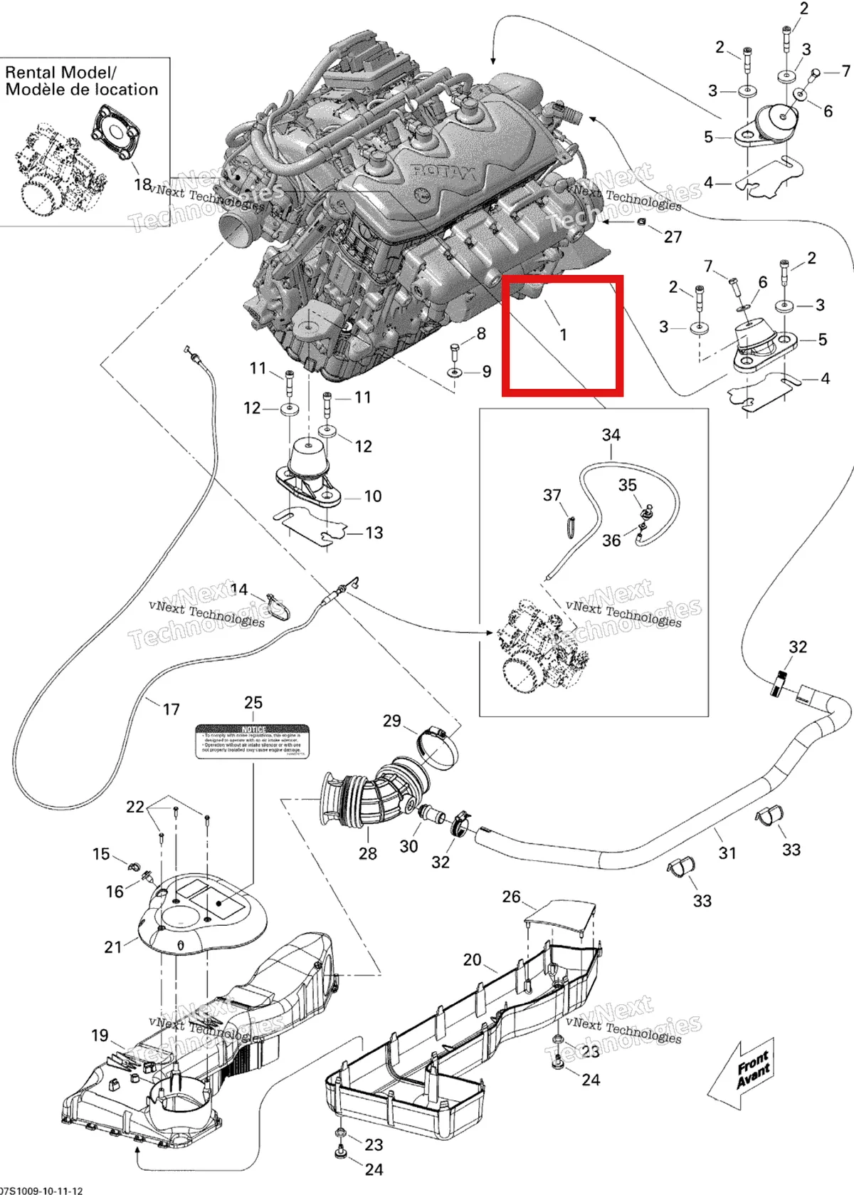 Деталь 420150317 на схеме узла 2010 Sea-Doo Wake 155 Engine