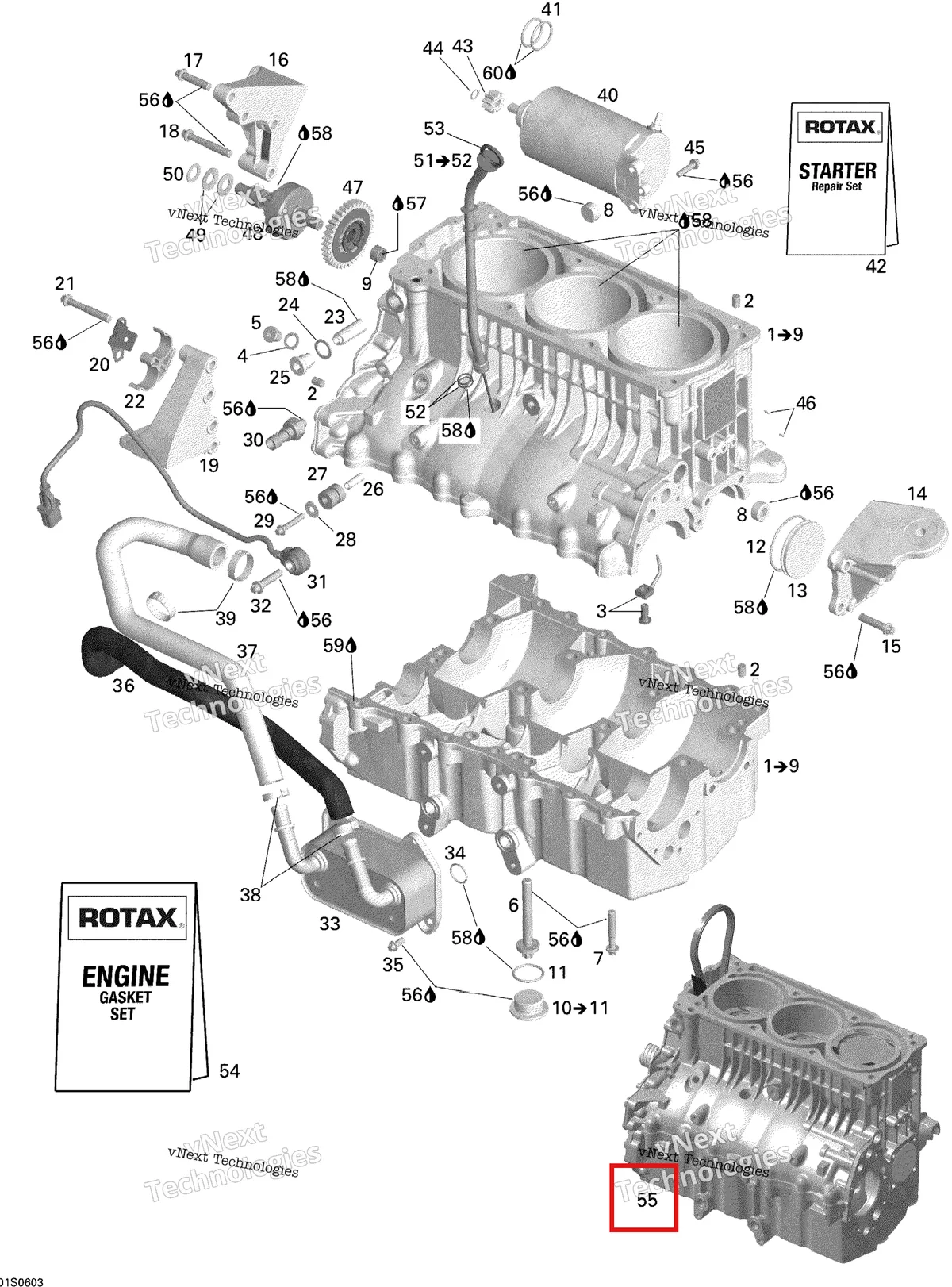 Деталь 420150321 на схеме узла 2006 Sea-Doo GTX 4-TEC SC Engine Block