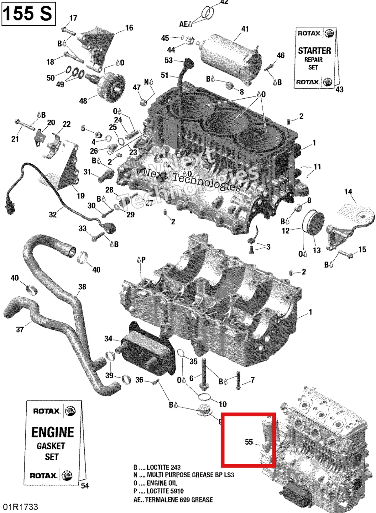 Деталь 420150322 на схеме узла 2017 Sea-Doo GTX Engine Block - 155 Model With Suspension