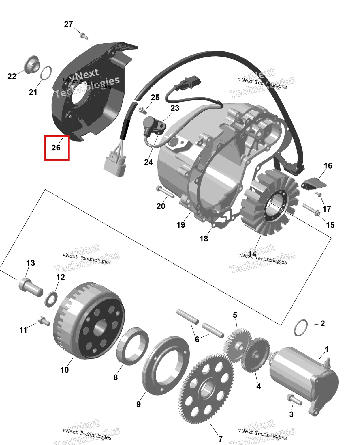 Деталь 420201390 на схеме узла 2026 Can-Am RENEGADE - 4X4 - XMR - 1000R EFI - 5UTA - Hyper Silver Rotax - Magneto And Electric Starter