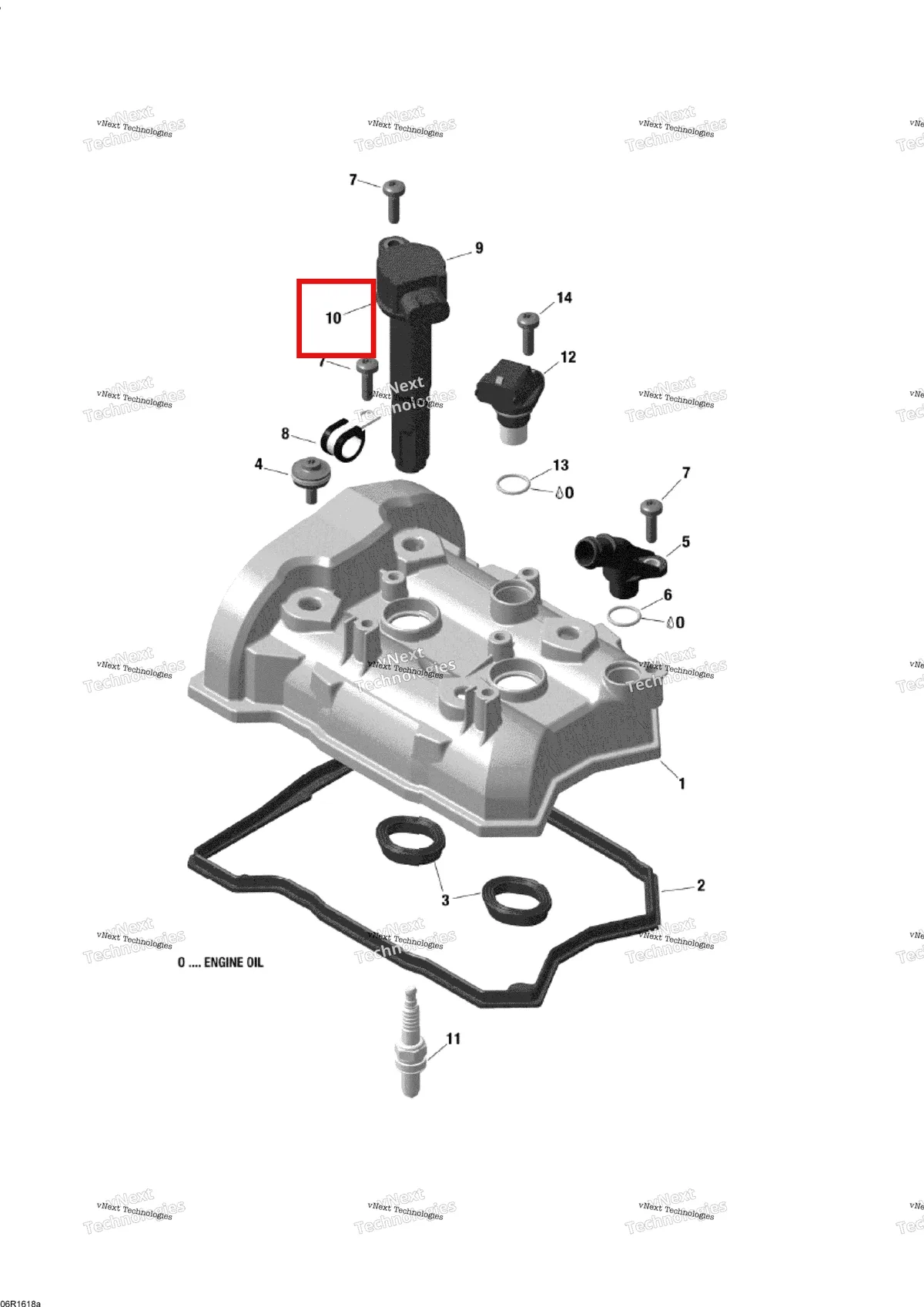 Деталь 420201460 (Защитный колпачек) на схеме узла 2016 Ski-Doo SKANDIC - 4-STROKE Valve Cover - 600 Ace