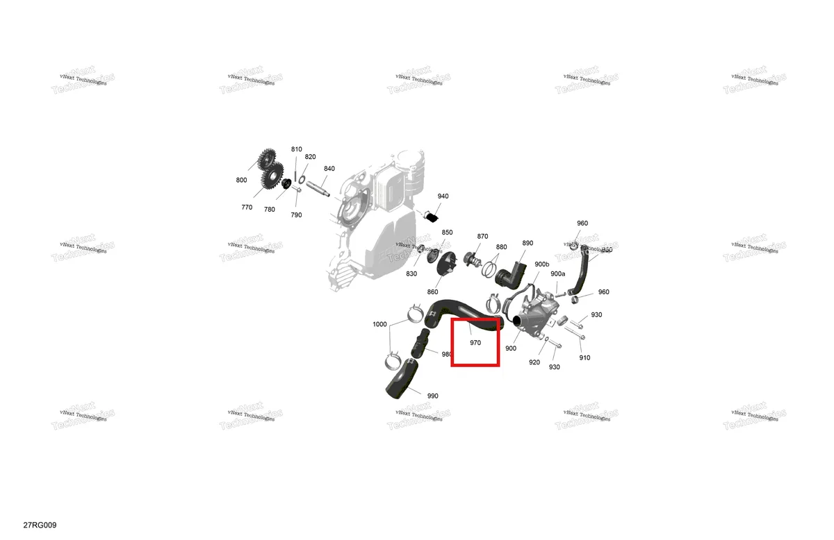 Деталь 420201502 на схеме узла 2027 Ski-Doo RENEGADE - X-RS - 900 ACE TURBO R - DAVM - Circuit Yellow - 15X137X1.25IR Track Rotax - Engine Cooling