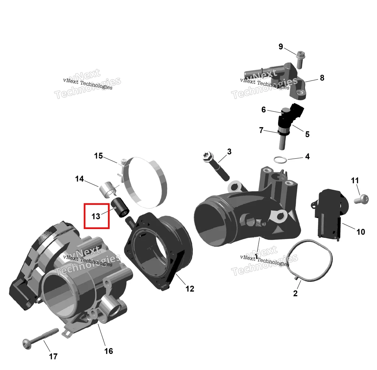 Деталь 420201910 на схеме узла 2026 Can-Am OUTLANDER - 4X4 - DPS - 500 - 1BTA - CALI - Granite Grey Rotax - Air Intake Manifold And Throttle Body