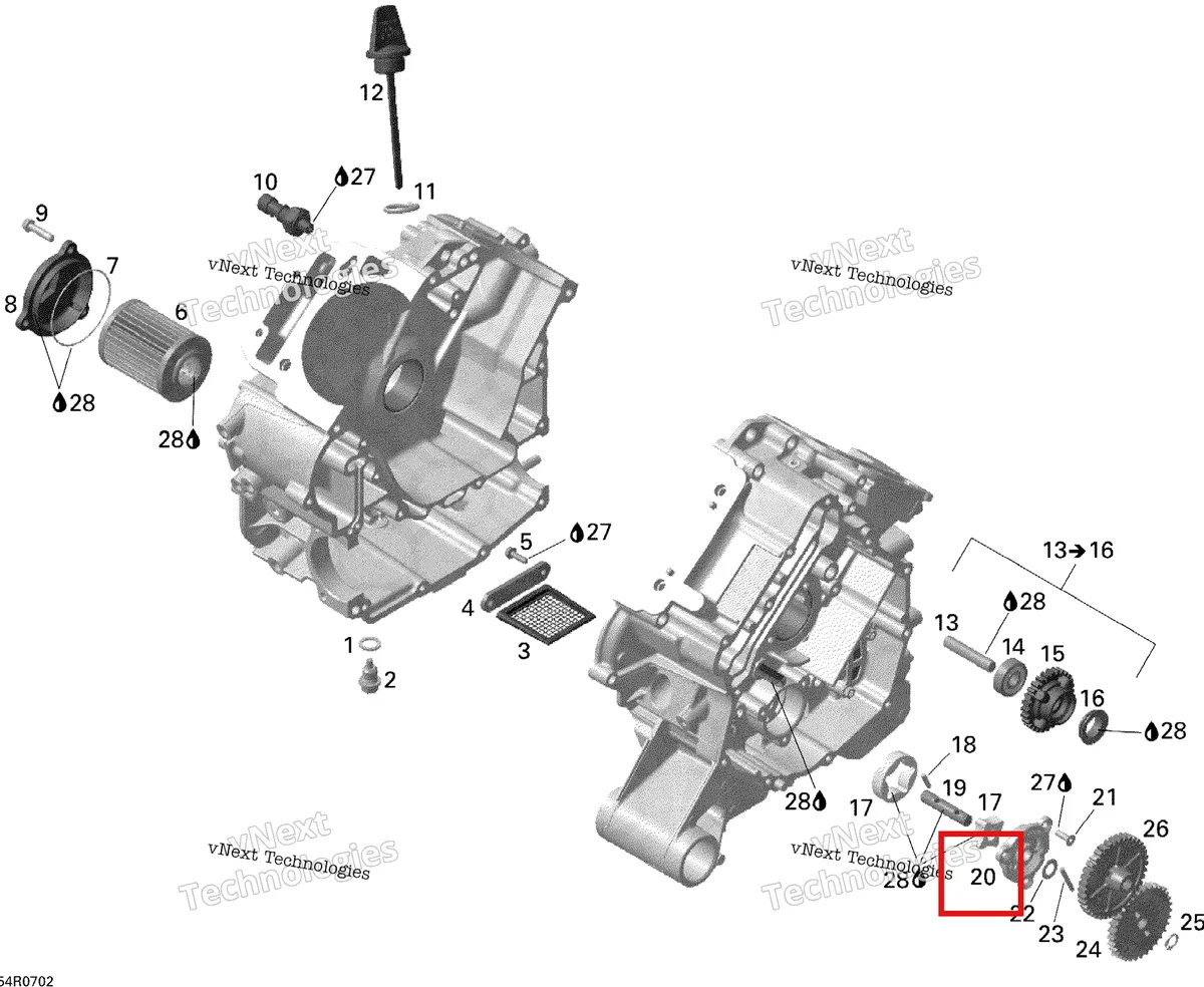 Деталь 420210640 (Масляный насос крышка Can-Am Outlander 650 XT (2008) (420210640)) на схеме узла 2008 Can-Am Outlander 500 STD Engine Lubrication