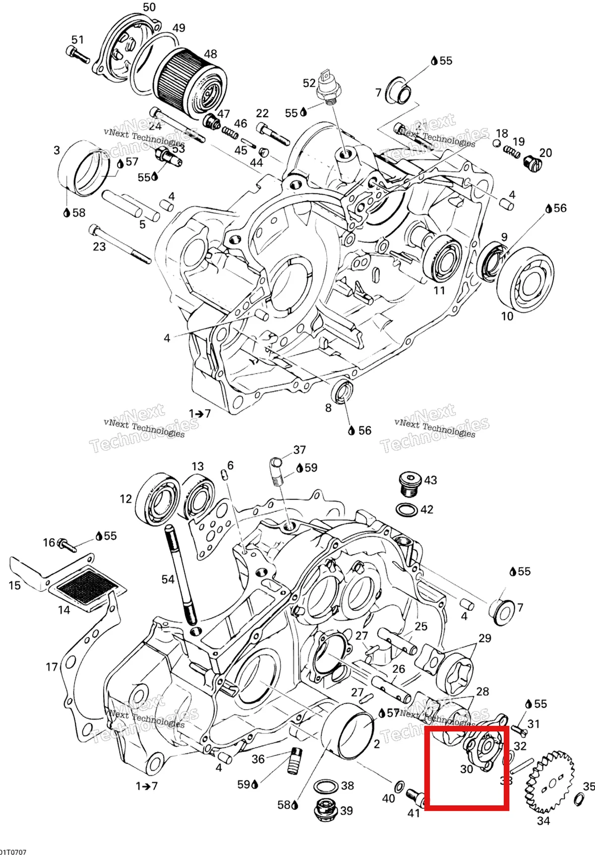 Деталь 420210642 на схеме узла 2007 Can-Am DS 650 X Crankcase