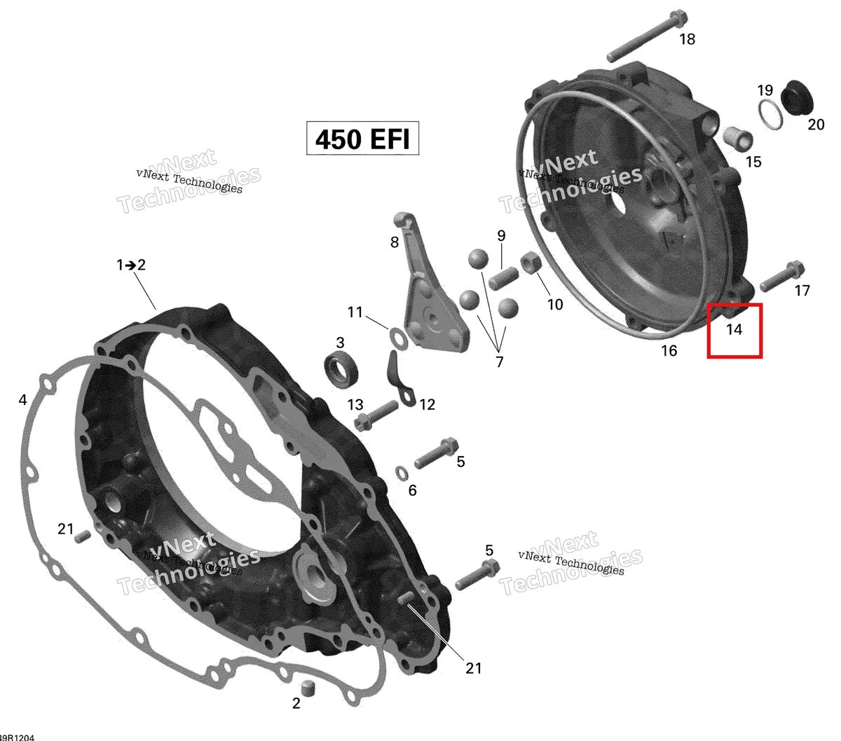 Деталь 420210966 на схеме узла 2015 Can-Am DS 450EFI STD Clutch Cover