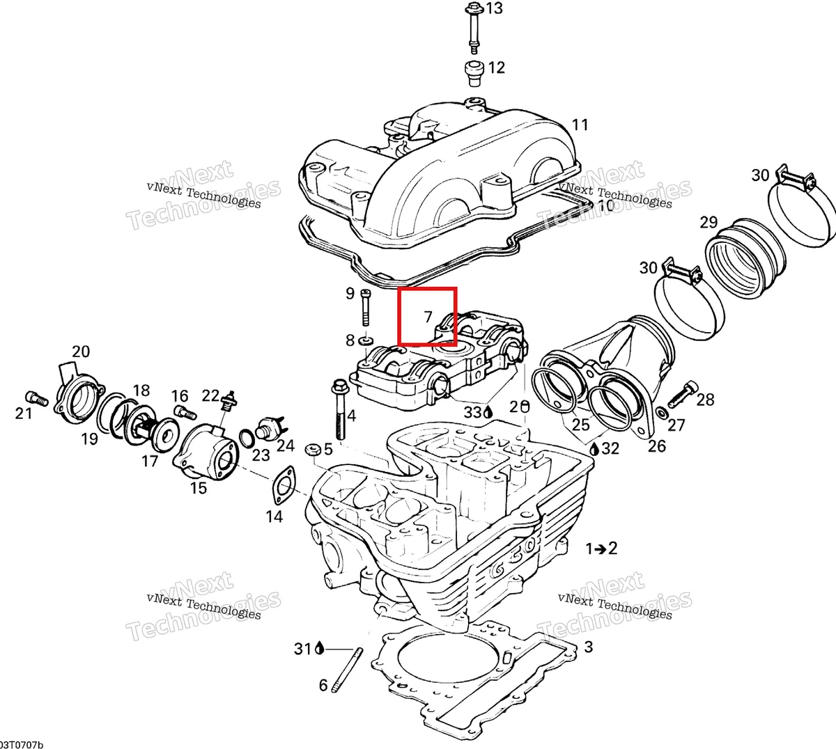 Деталь 420211326 на схеме узла 2007 Can-Am DS 650 X Cylinder Head