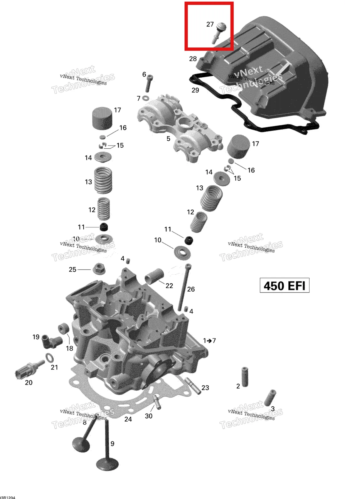 Деталь 420211662 на схеме узла 2015 Can-Am DS 450EFI STD Cylinder Head