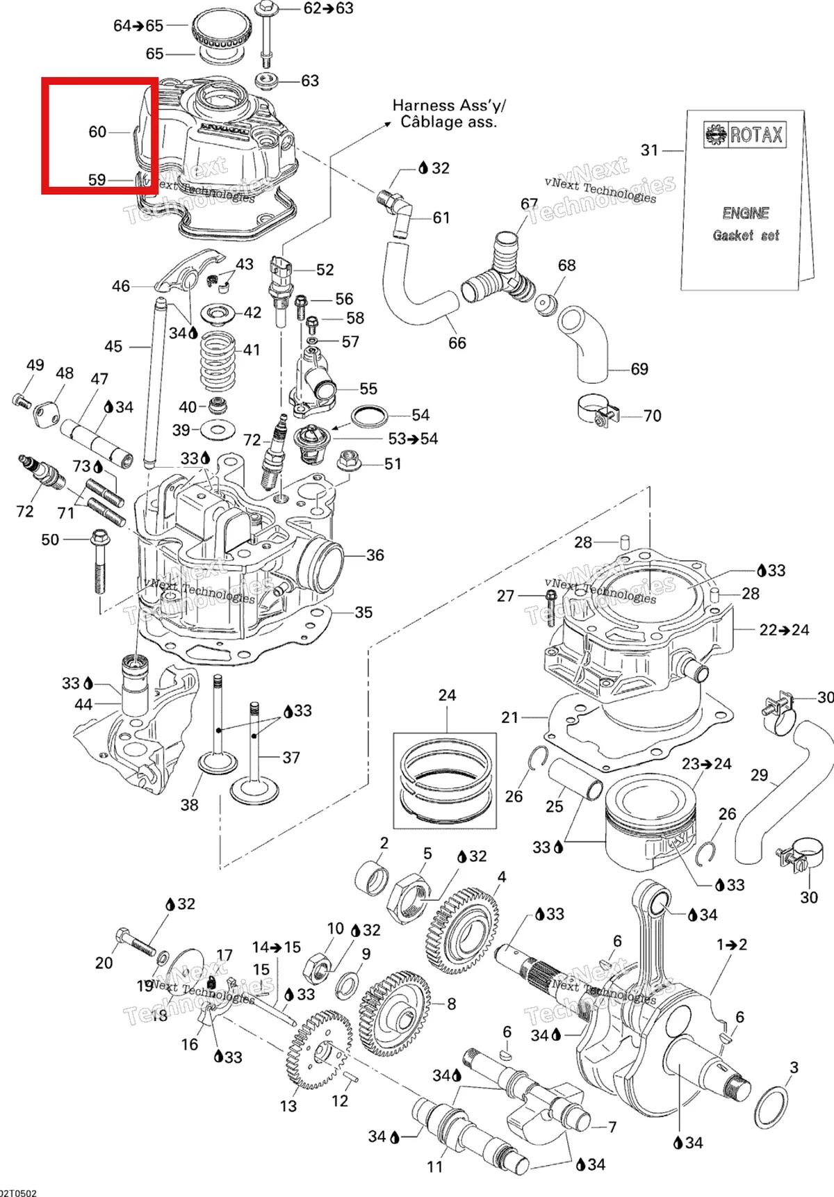 Деталь 420211835 на схеме узла 2005 Can-Am Traxter 5 Speed Crankshaft, Piston And Cylinder