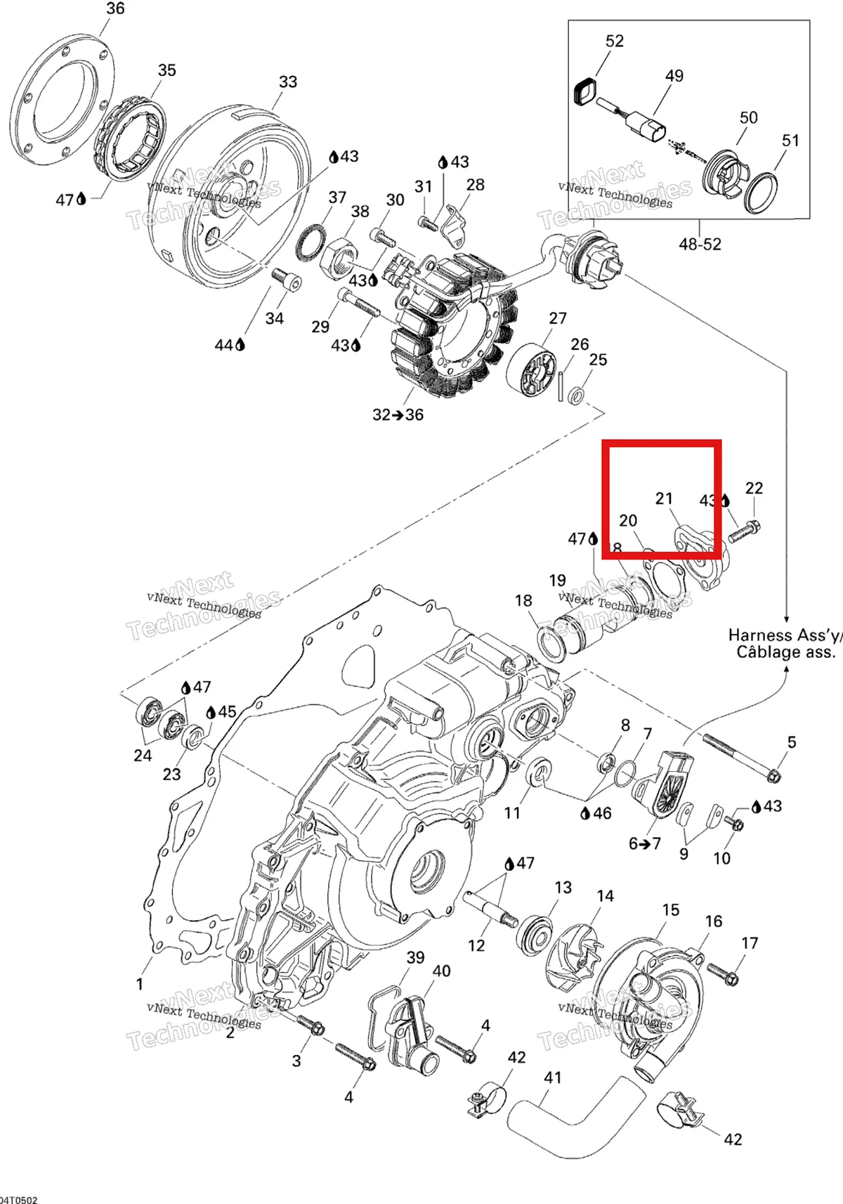 Деталь 420211950 на схеме узла 2005 Can-Am Traxter 5 Speed Ignition, Magneto And Water Pump