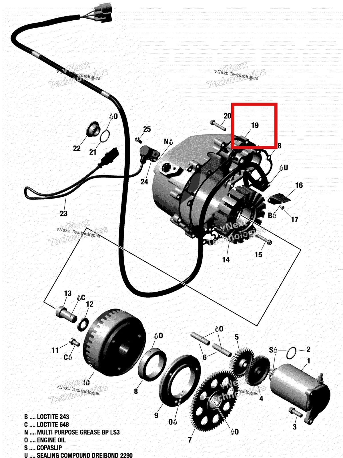 Деталь 420212220 на схеме узла 2022 Can-Am Maverick Trail 1000 - DPS Rotax - Magneto And Electric Starter