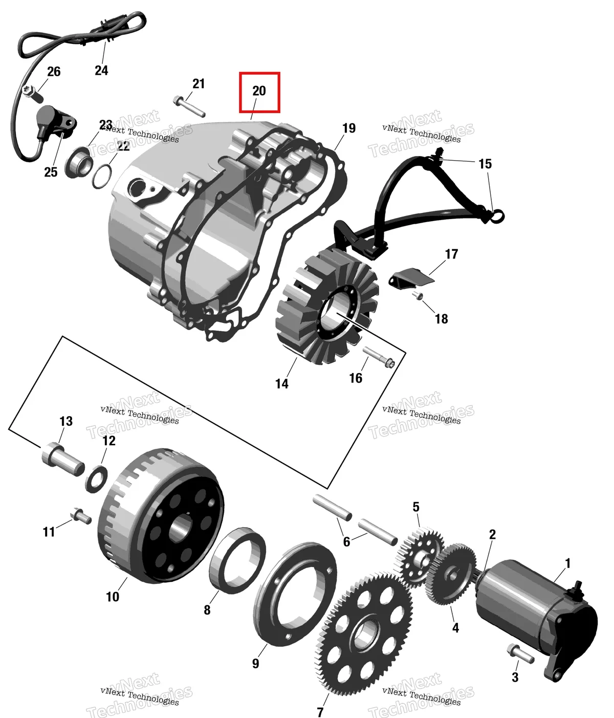 Деталь 420212221 на схеме узла 2023 Can-Am Maverick Sport 1000R - DPS Rotax - Magneto And Electric Starter