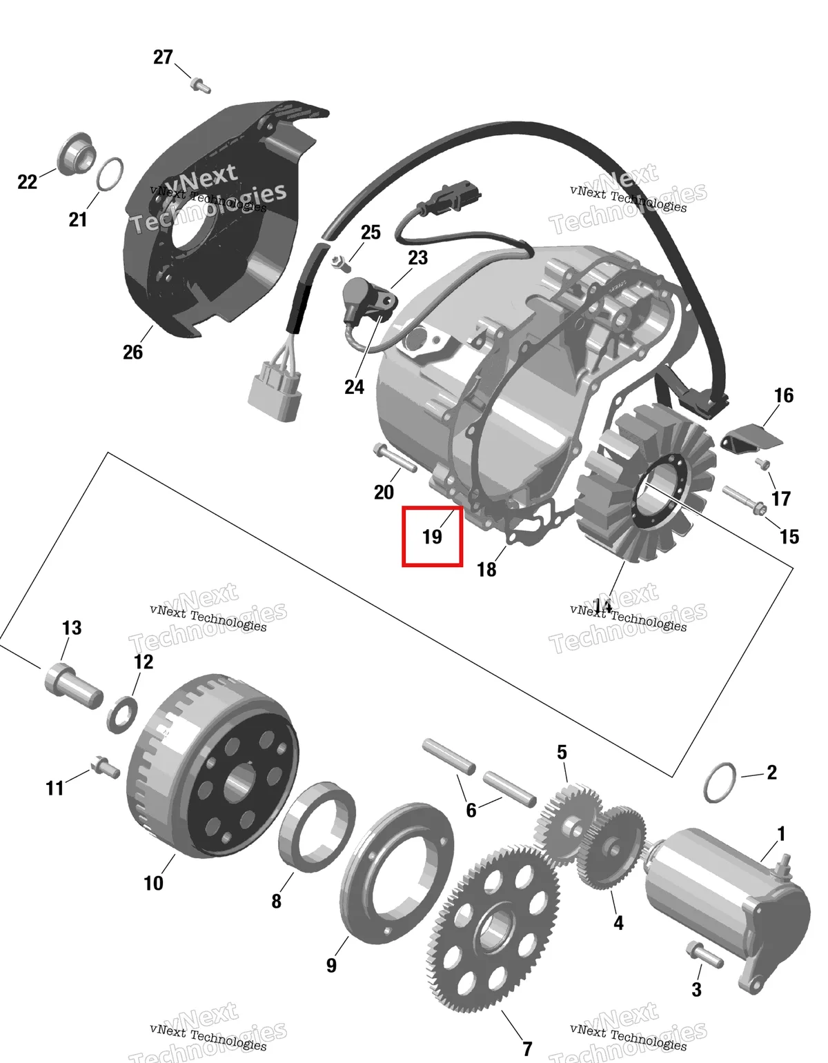 Деталь 420212222 на схеме узла Rotax - Magneto And Electric Starter