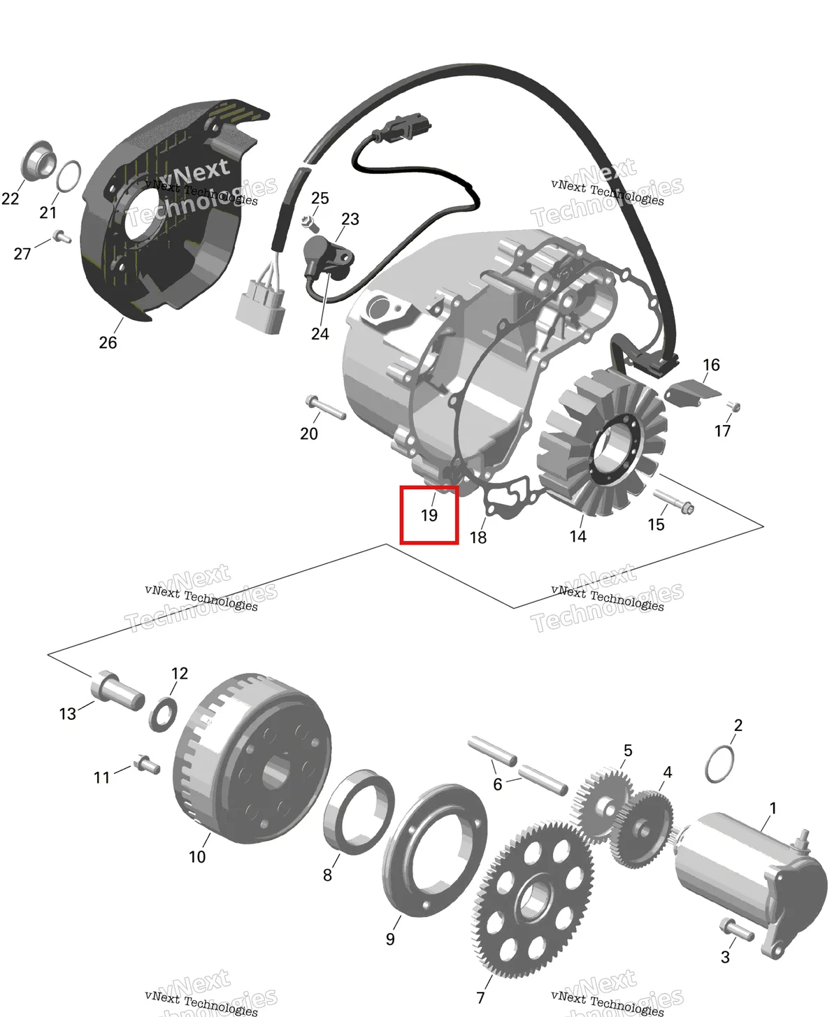 Деталь 420212223 на схеме узла Rotax - Magneto And Electric Starter