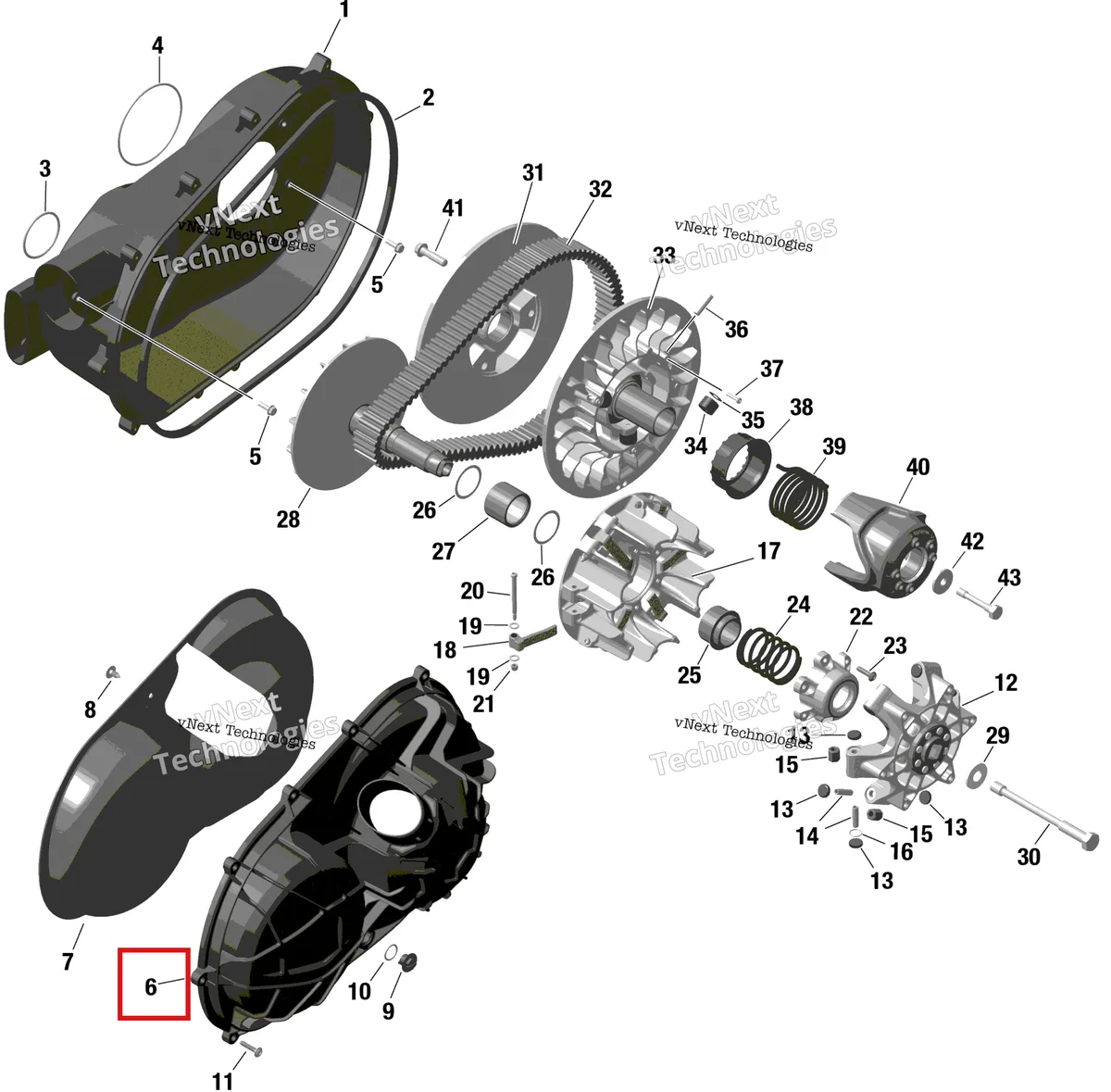 Деталь 420212509 на схеме узла 2023 Can-Am Maverick Sport 1000R - DPS Rotax - Cvt