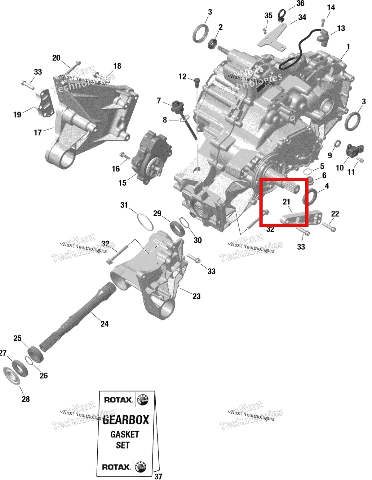 Деталь 420212640 на схеме узла 2021 Can-Am Maverick Turbo R - DS - CE Rotax - Gear Box And Components - 506