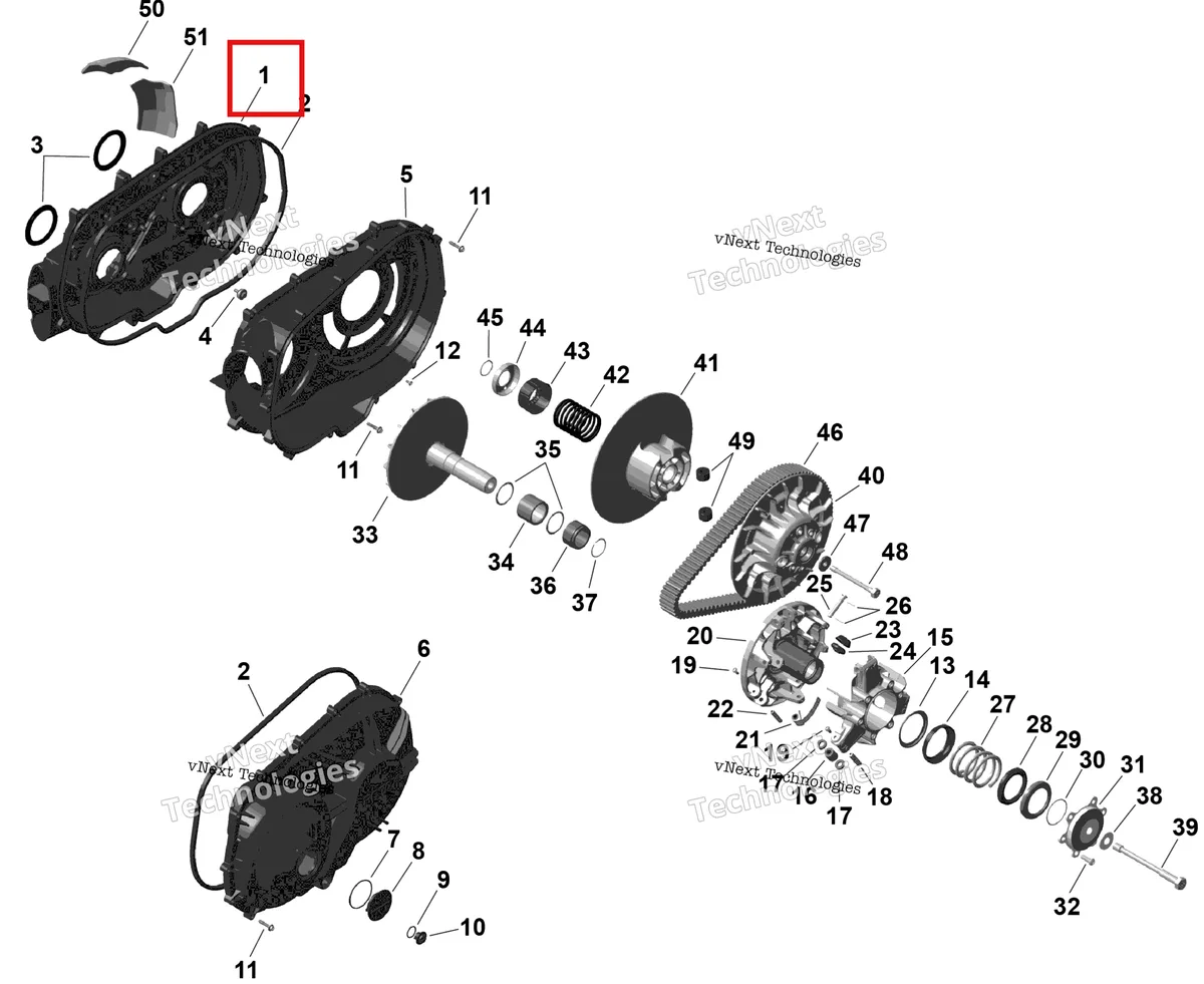 Деталь 420212701 (Вариатор воздушный направляющая Can-Am Outlander 4x4 XT 1000R (2025) (420212701)) на схеме узла 2026 Can-Am OUTLANDER - 4X4 - BACKCOUNTRY - 1000R - 4NTA - CALI - Dark Camo Rotax - Cvt